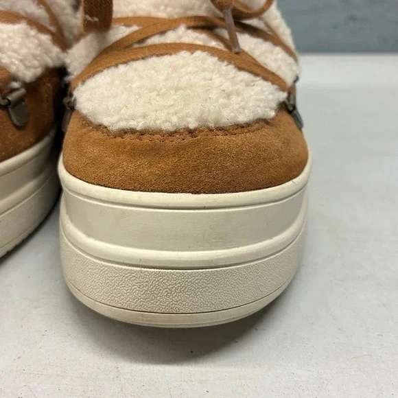 JSLIDES Winter Boots Women's Brown Suede Shearling Lined Lace Up Casual 8.5 - Picture 10 of 16